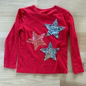 Crewcuts Red Long Sleeve Shirt with Sequin Stars